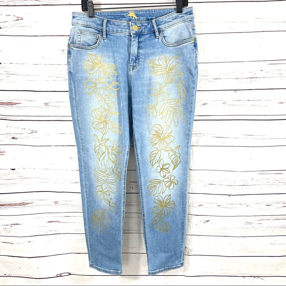 Tommy Bahama Women’s Slim Boyfriend‎ Jeans Rain Foil Size 29x29